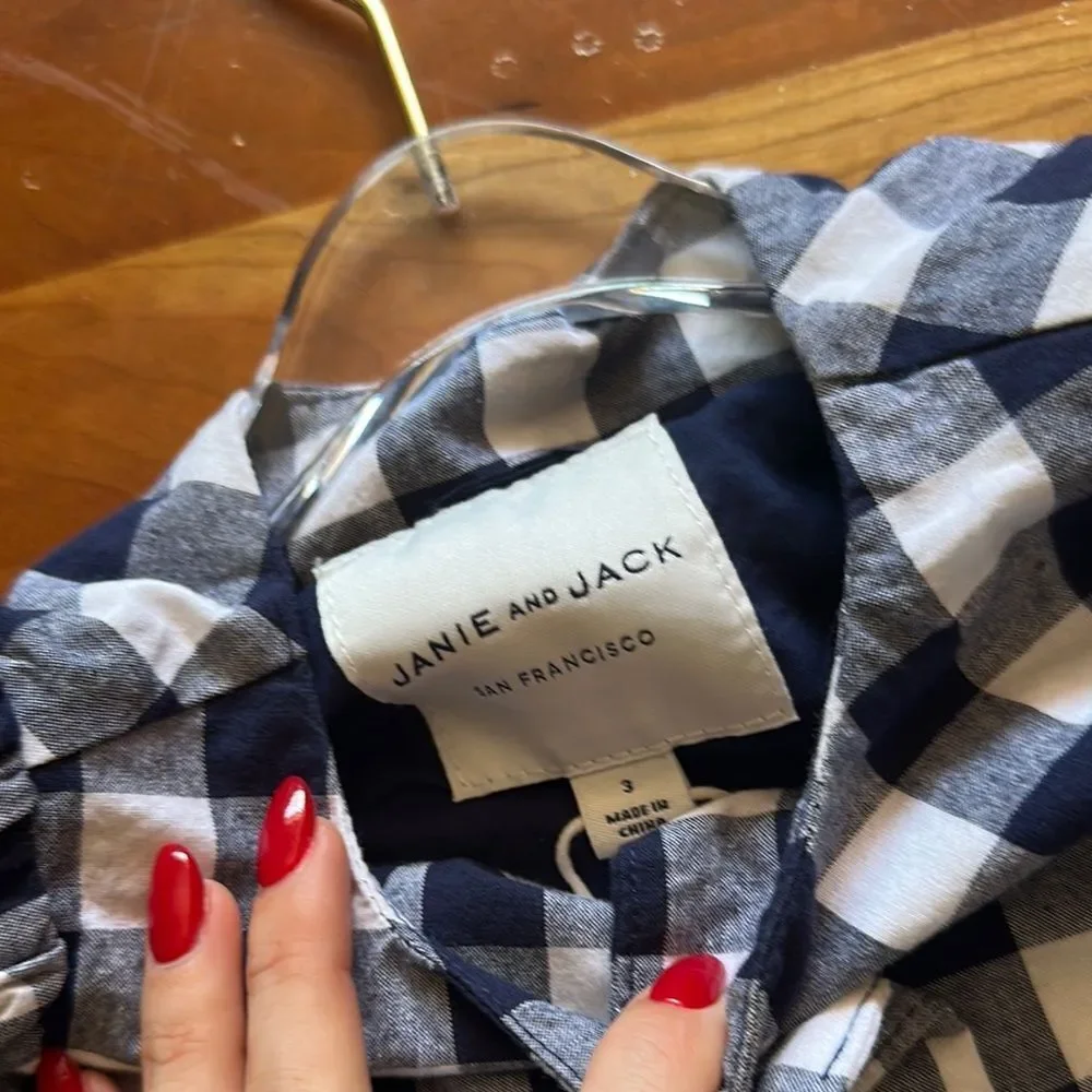 Janie and Jack Blue and White Plaid Kids Matching Set
